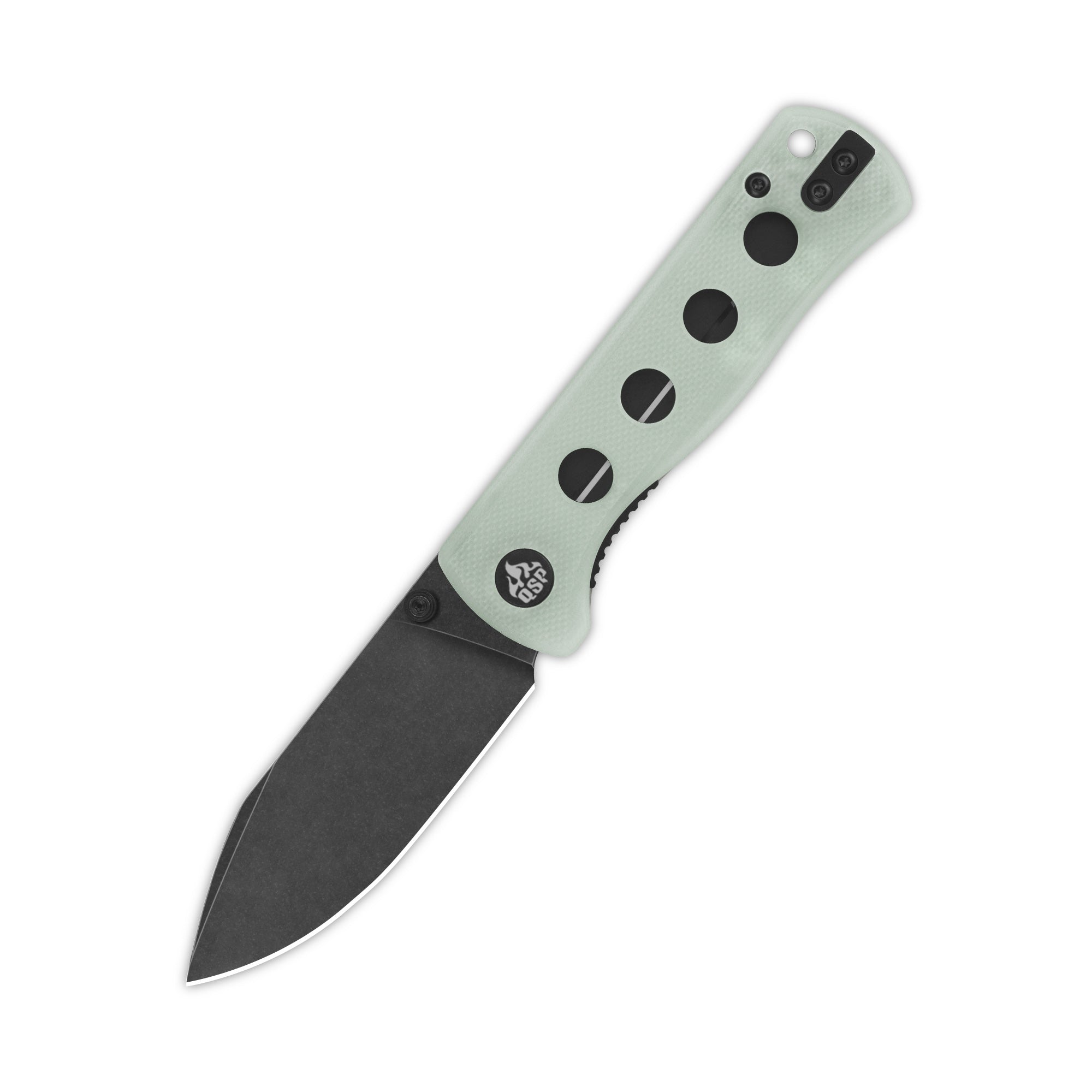 QSP Canary Liner Lock Pocket Knife - 14C28N Stainless Steel Blade, Jade G10 Handle - EDC Folding Knife for Camping, Hiking & Everyday Carry