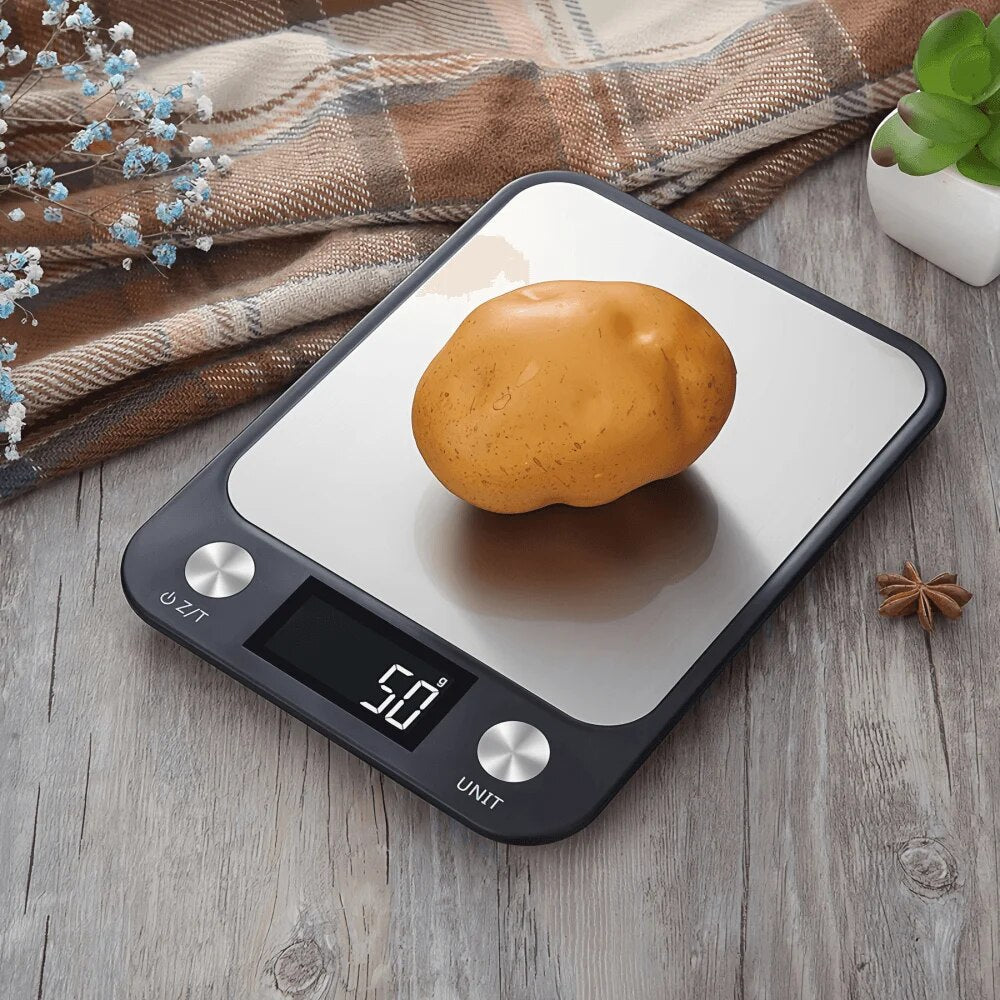 ANYCO Anygleam Digital Stainless Steel Kitchen Scale - 15kg/33lb Capacity, Precise Weight Measurement for Cooking & Baking (Grey) - Perfect for Home Kitchens, Bakeries & Meal Prep
