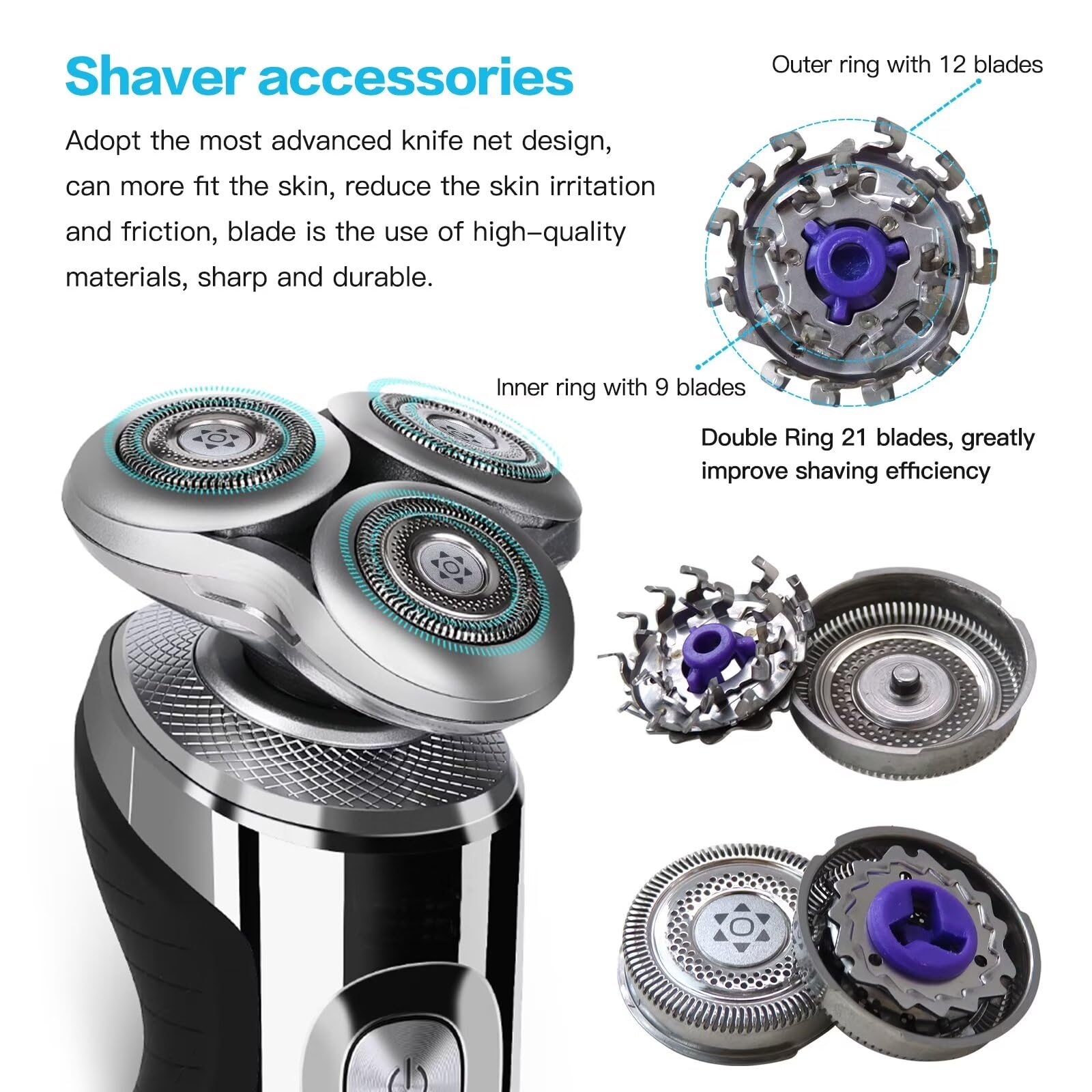 3-Pack Replacement Shaver Heads Blades SH98 for Philips Series 9000 Prestige SP9861 Electric Razor - Perfect for Travel, Home & Daily Grooming