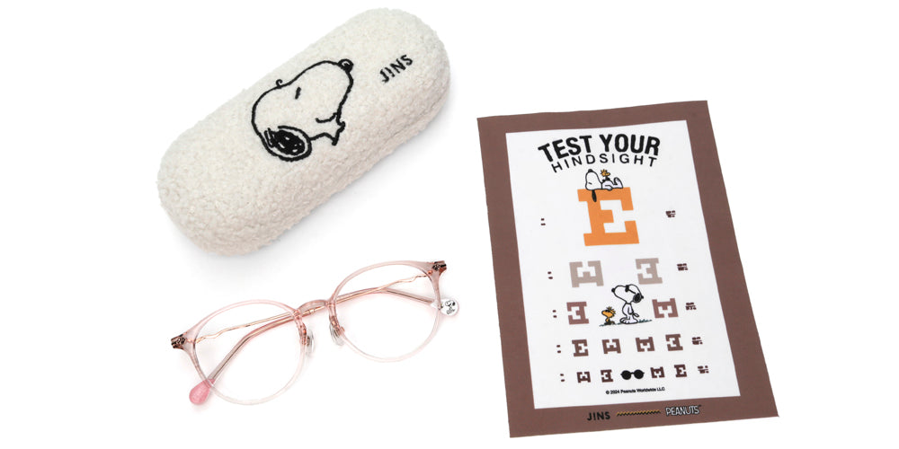 JINS x PEANUTS 087 Laughing Eyeglasses - Stylish Snoopy & Charlie Brown Collection - Perfect for Reading, Driving & Daily Wear