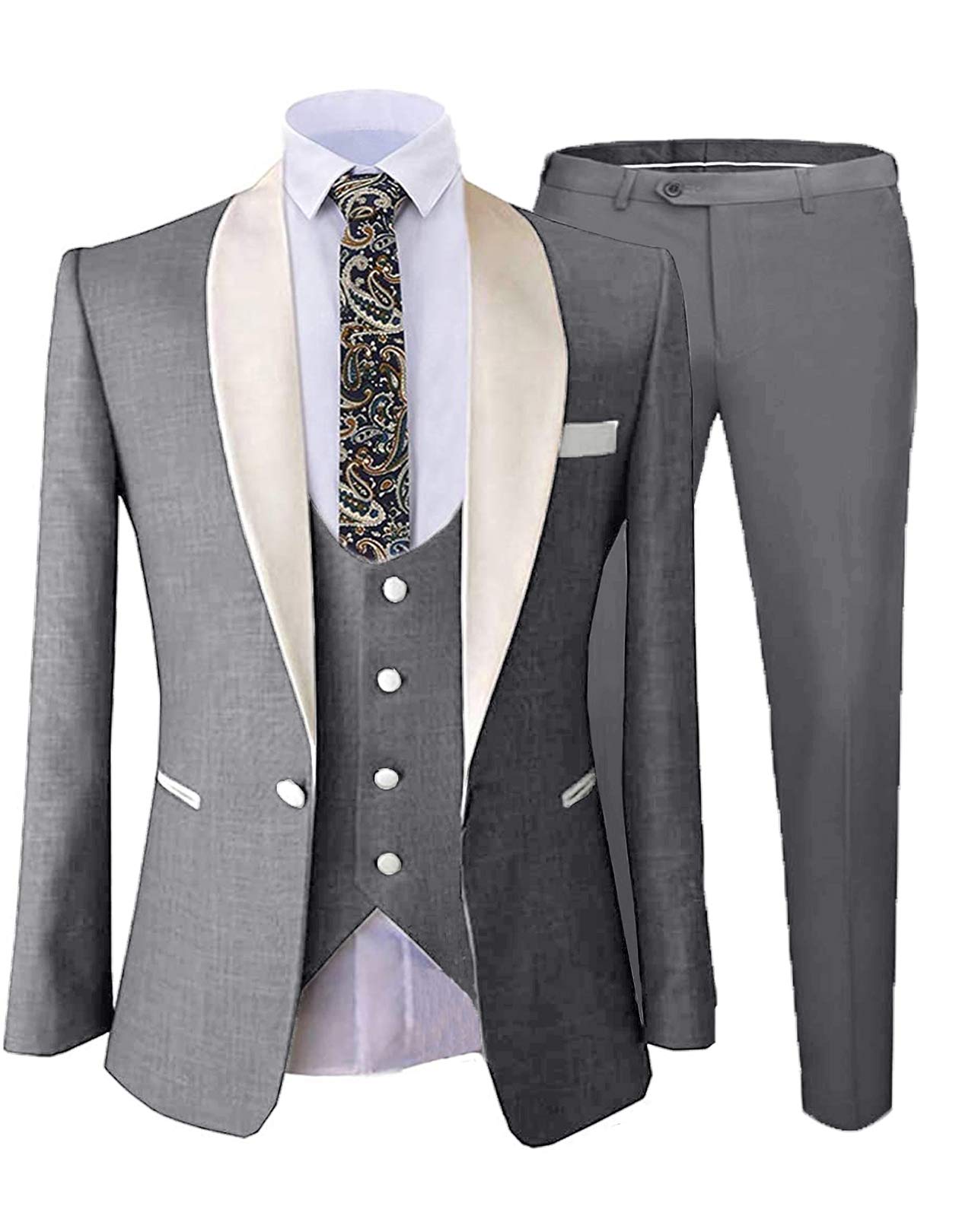 Setwell Men's Slim Fit 3-Piece Tuxedo Suit - Shawl Lapel Blazer & Pants for Wedding, Prom, Party | Formal Business Attire | ST-XZ001 | Perfect for Grooms, Black Tie Events & Special Occasions
