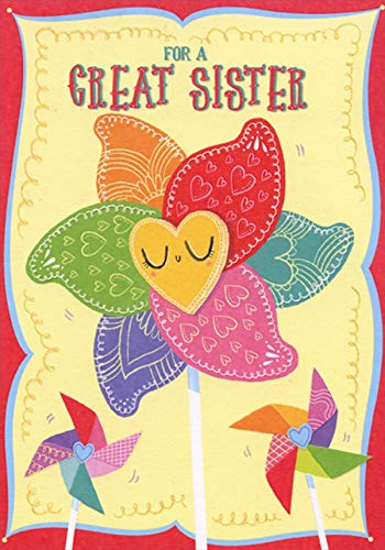 Whimsical Heart Pinwheel Birthday Card for Sister - Designer Greetings - Perfect for Kids, Teens & Sister's Special Day | Fun & Colorful Birthday Wishes