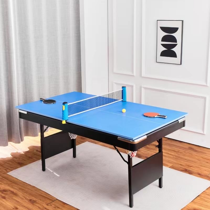 5.5ft, 6ft or 7ft Portable Foldable Billiards Pool Table Set with Balls, Cues, Chalk & Brush - Multi-Game Table for Family Fun, Game Room, Basement & Man Cave Entertainment