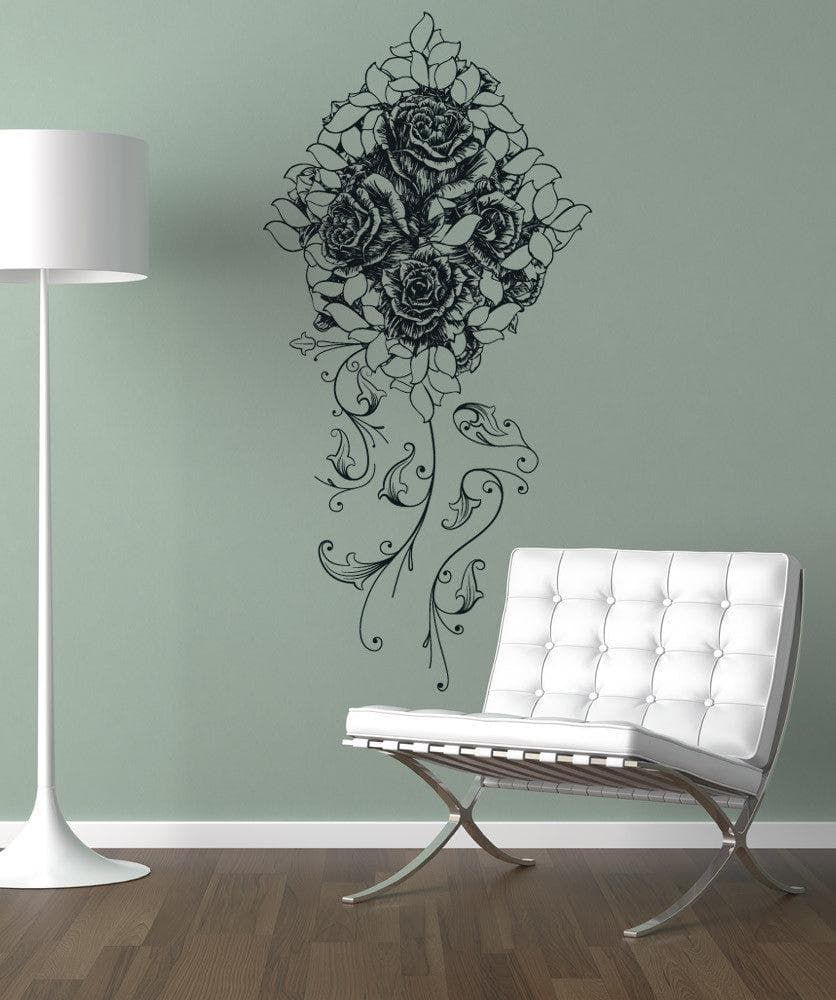 Vinyl Wall Decal Sticker - Bouquet of Roses Floral Design #1233 | Perfect for Home Decor, Nursery, Bedroom & Office Wall Art