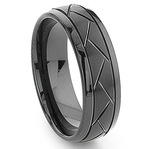 Black Tungsten 8MM Diamond Cut Dome Wedding Band Ring for Men - Size 5.5 - Durable & Scratch Resistant - Perfect for Engagements, Weddings & Anniversaries (SN#325)