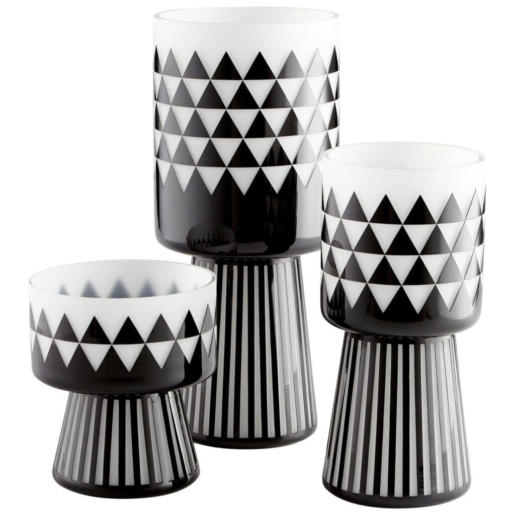 Cyan Design 11092 Vector Vase - Large Black and White Ceramic Vase for Modern Home Decor | Perfect for Living Room, Dining Table, or Office Centerpiece