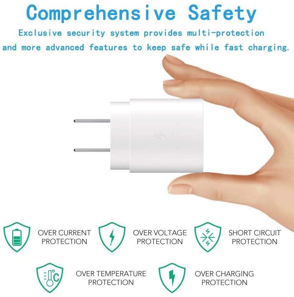 2-Pack Samsung 25W Super Fast Charging Wall Charger with USB-C PD - Compatible with Galaxy S24/S23/S22/S21/S20/S10 Plus, Note 8/9/10/20 Ultra - Fast Charger for Android Phones - Perfect for Travel, Home & Office Use