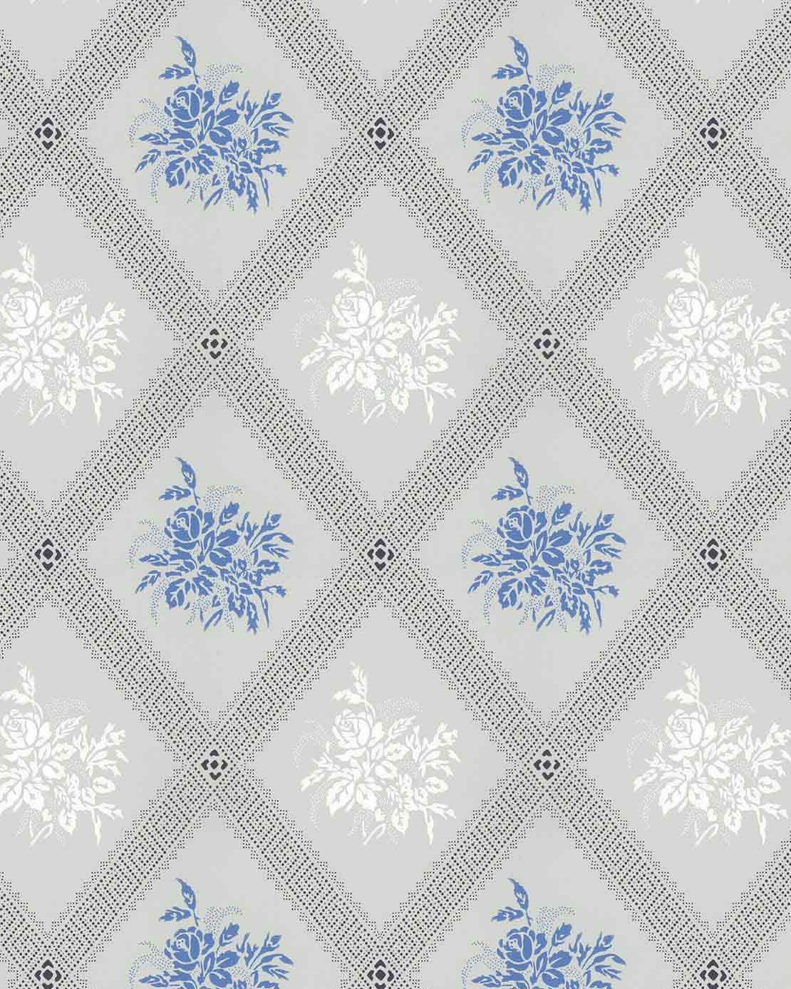 Lim & Handtryck Wallpaper Karoline Light Blue/Blue - Perfect for Nursery, Bedroom, and Living Room Decor