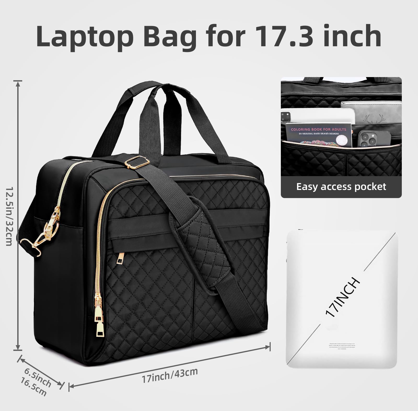 Stylish 17 Inch Laptop Bag for Women - Large Professional Briefcase & Messenger Bag for Work, Office, Business Travel | Perfect for Commuting, Business Trips & Daily Office Use