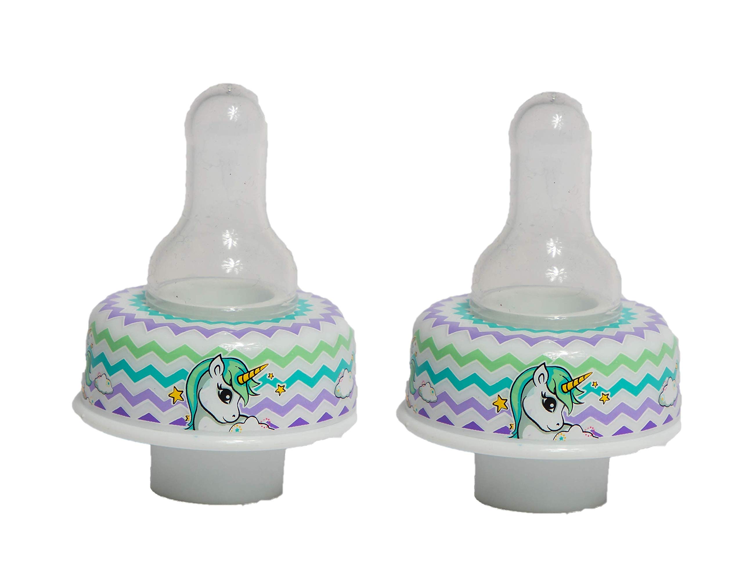 Refresh-A-Baby 2-Pack Unicorn Baby Bottle Adapter - Convert Any Water Bottle into a Baby Bottle for Formula or Breastmilk - Perfect for Travel, Daycare & On-The-Go Feeding