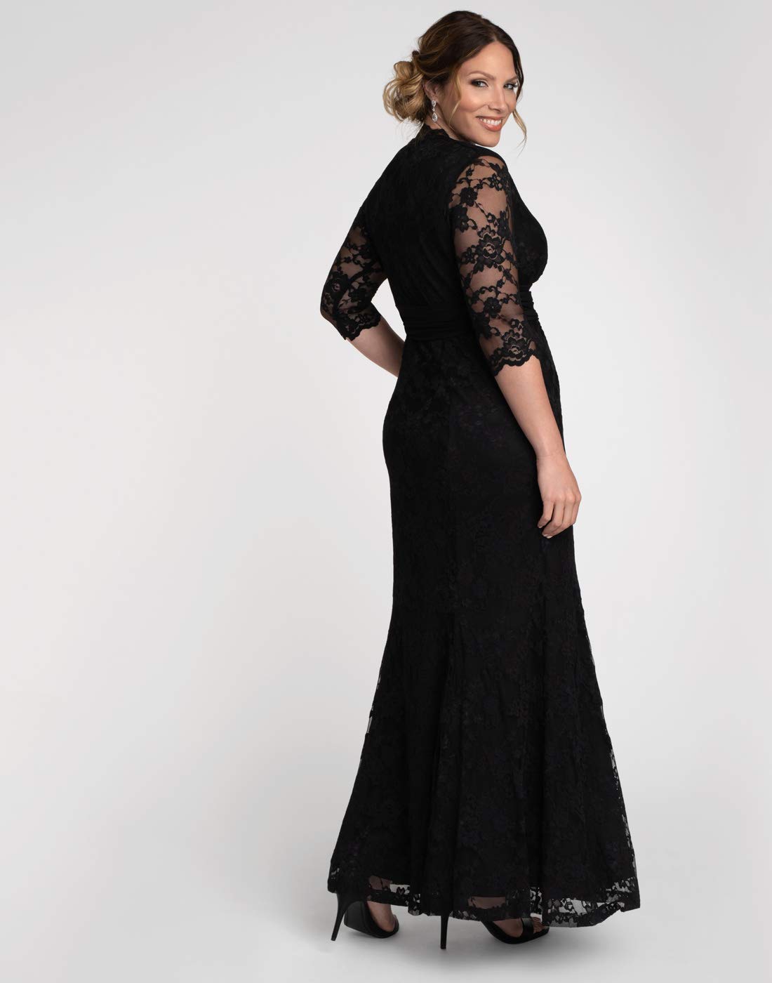 Kiyonna Women's Plus Size Lace Evening Gown - Elegant Formal Dress for Prom, Wedding & Special Occasions