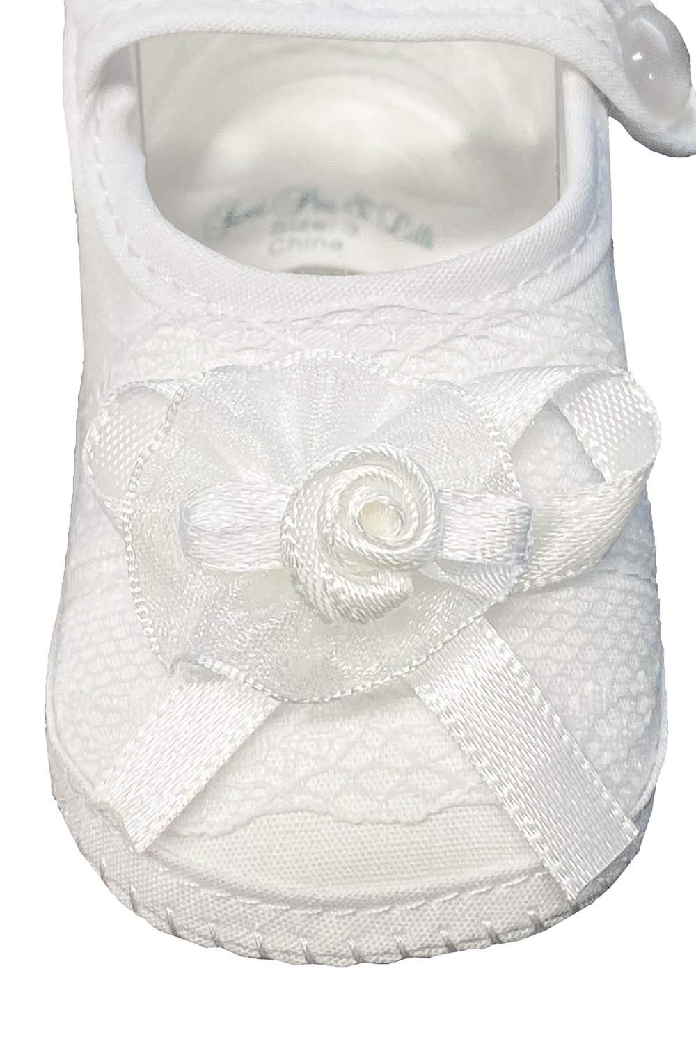 White Baby Christening Shoes for Girls - Soft Newborn Baptism Booties & First Communion Shoes - Perfect for Church Ceremonies, Christenings, and Special Occasions