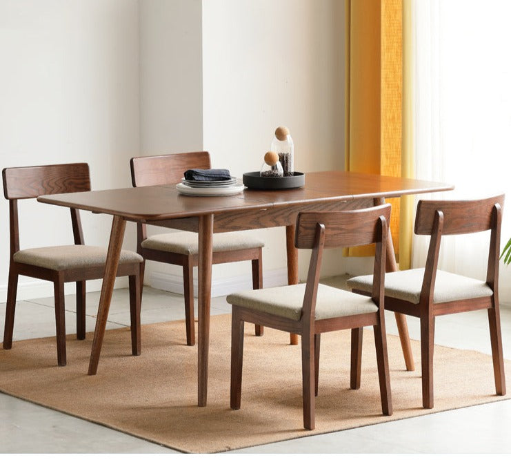 Solid Oak & Black Walnut Extendable Folding Dining Table - Expandable Wooden Table for Small Spaces, Dinner Parties & Family Gatherings