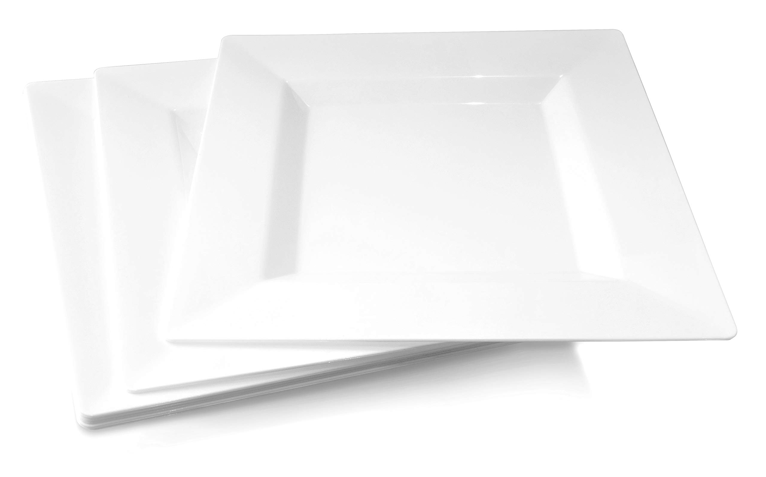 60-Pack Heavyweight Disposable Square White Plastic Plates - 8'' Appetizer Plates for Wedding, Party & Special Occasions - Elegant Dinnerware for Catering, Events & Home Entertaining