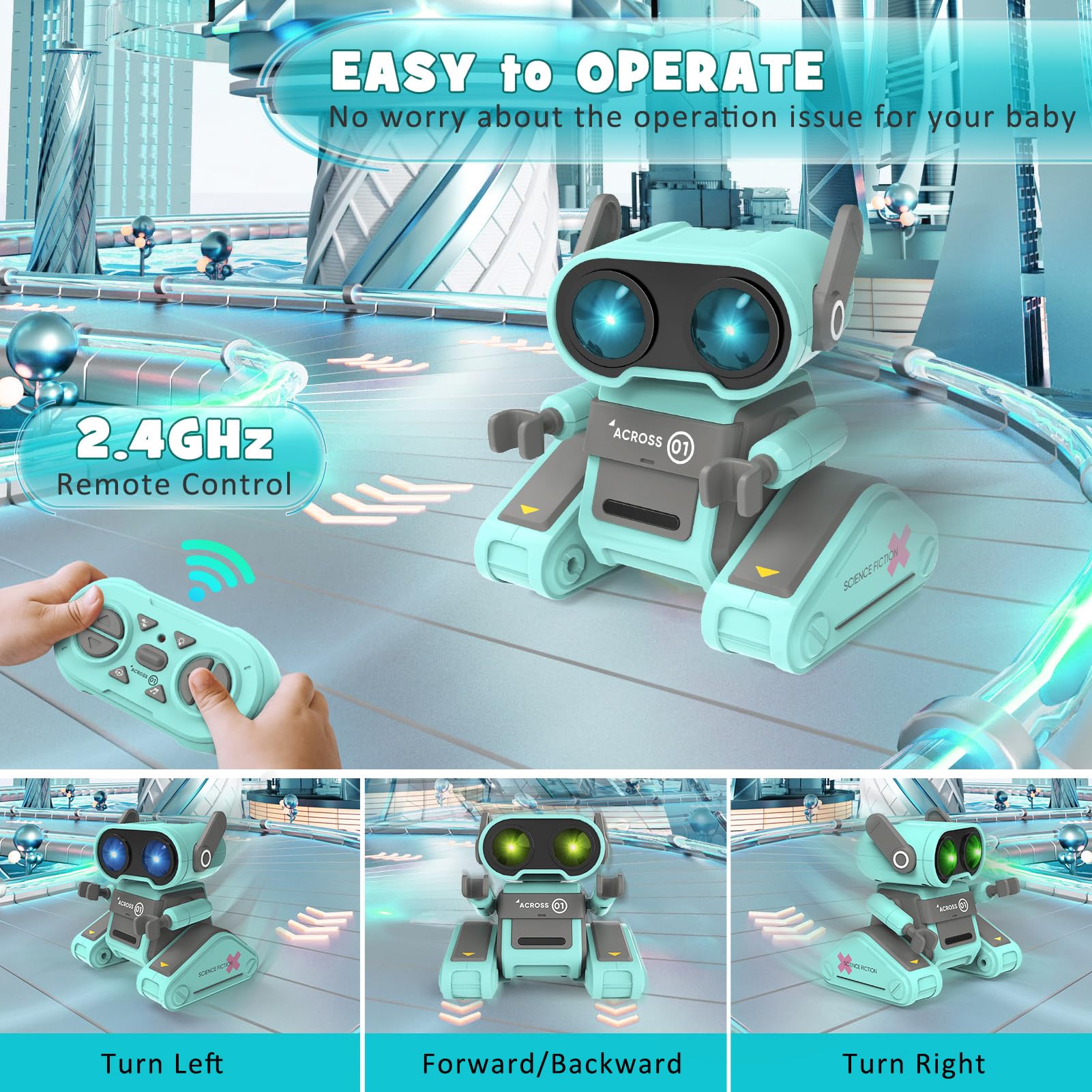 Rechargeable Remote Control Robot Toy for Kids - Interactive RC Robot with Auto-Demo, Flexible Head & Arms, Dancing Moves, Music & LED Eyes | STEM Educational Toy for Boys & Girls | Perfect Birthday Gift for Indoor Play & Learning Activities