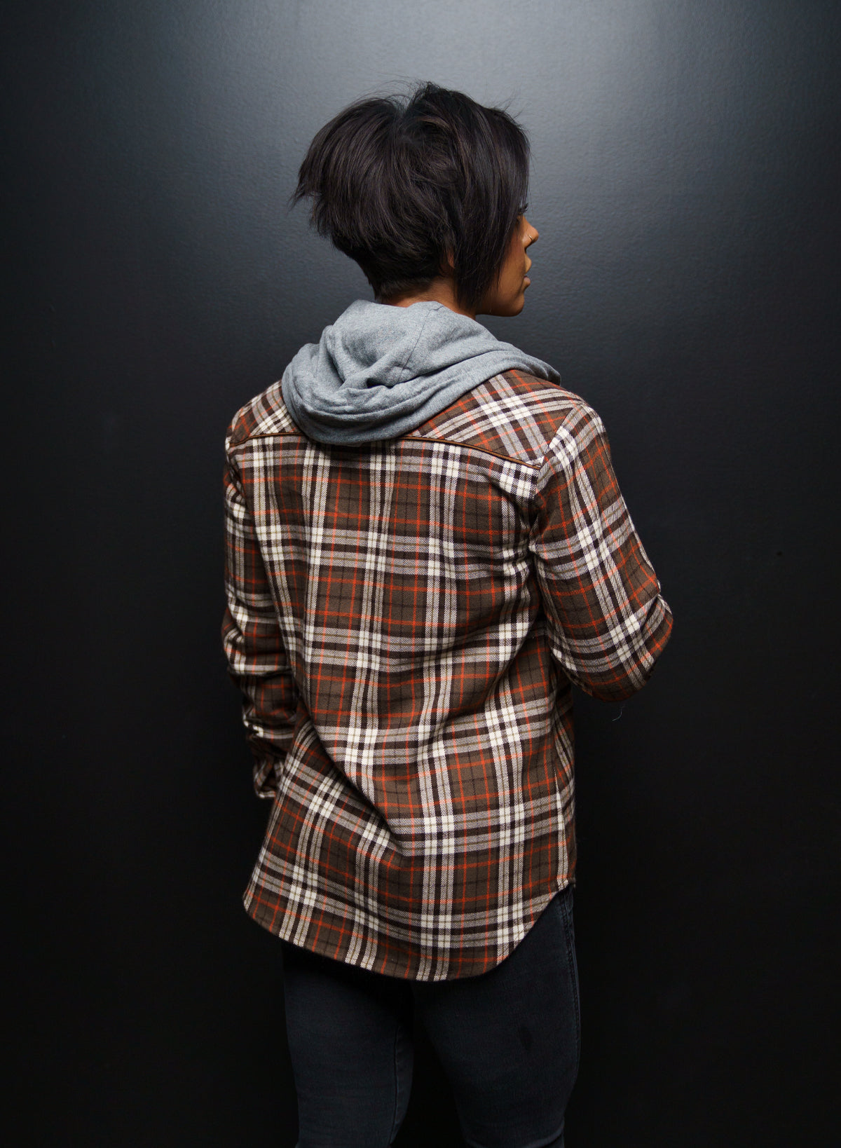 Women's Hooded Forever Flannel Shirt - Soft & Cozy Plaid Long Sleeve Shirt for Fall & Winter | Perfect for Outdoor Camping, Hiking & Casual Wear (Orange)