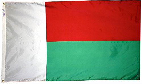 5' x 8' Madagascar Nylon Flag - Durable Outdoor/Indoor Decoration for Home, Garden, Sports Events & National Pride Display