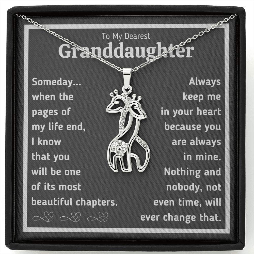 Graceful Love Giraffe Necklace with Message Card & Gift Box - Thoughtful Gift for Granddaughter | Birthday, Graduation, Christmas Present | Elegant Jewelry for Special Moments