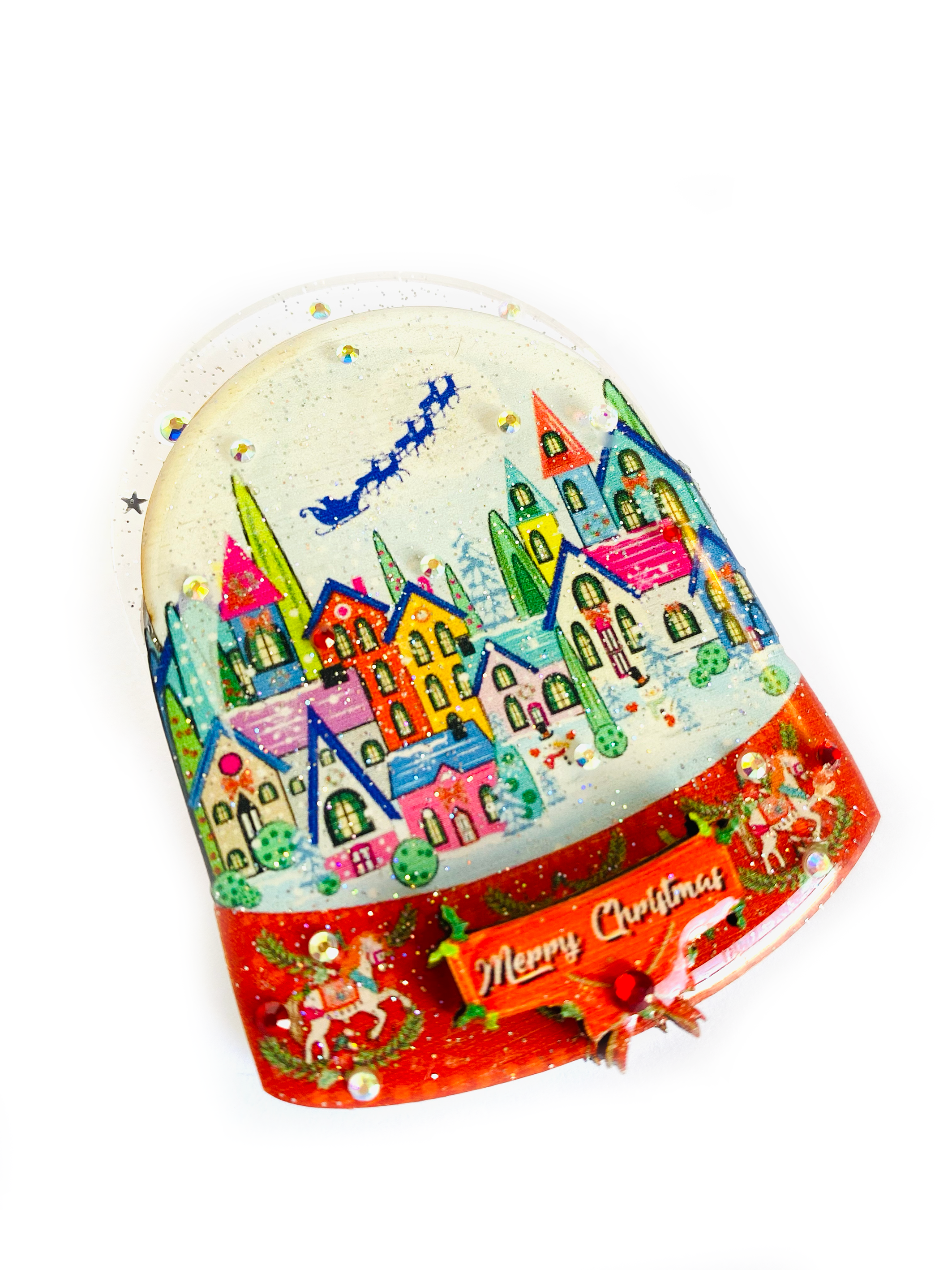 Christmas Snow Globe Brooch by Rosie Rose Parker - Elegant Holiday Pin for Women, Festive Winter Jewelry Gift - Perfect for Christmas Parties, Office Attire & Gift Exchanges
