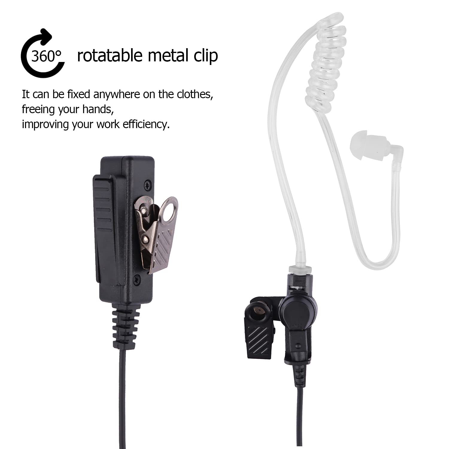 Compatible with Motorola XPR 3500e Earpiece - Noise Cancelling Surveillance Headset Kit for XPR 3300e/XPR3500/XPR3000/XPR3300 (Black) - Ideal for Security, Law Enforcement & Two-Way Radio Communication