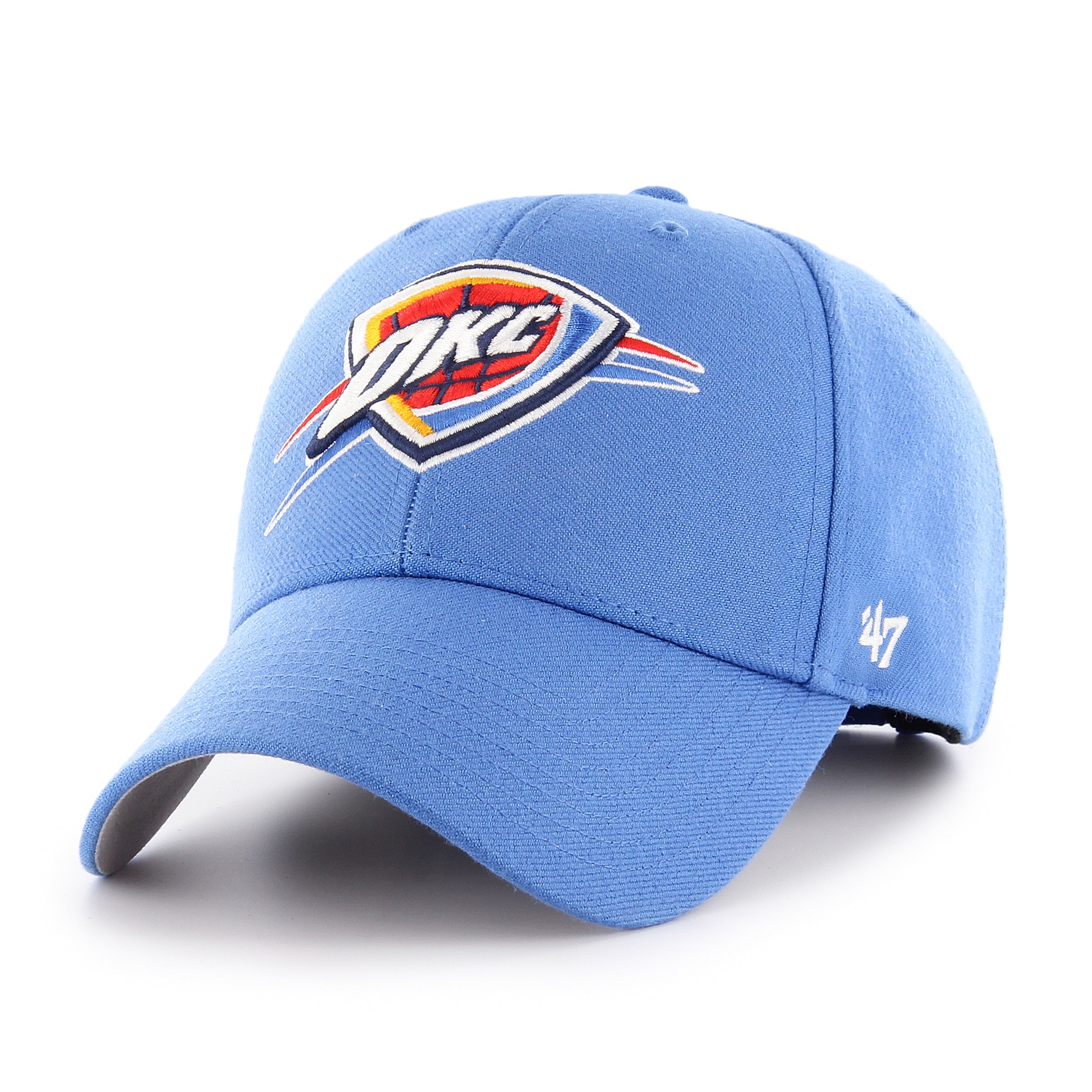 47 Brand Oklahoma City Thunder MVP Adjustable Velcro Hat - Blue Raz - Perfect for Basketball Games, Outdoor Sports & Casual Wear