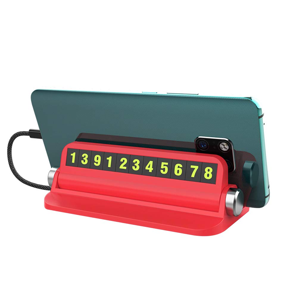 Temporary Parking Number Plate - Luminous Car Phone Mount Holder with Red Sticker for Easy Nighttime Parking | Perfect for Valet, Drive-Thru & Parking Lots