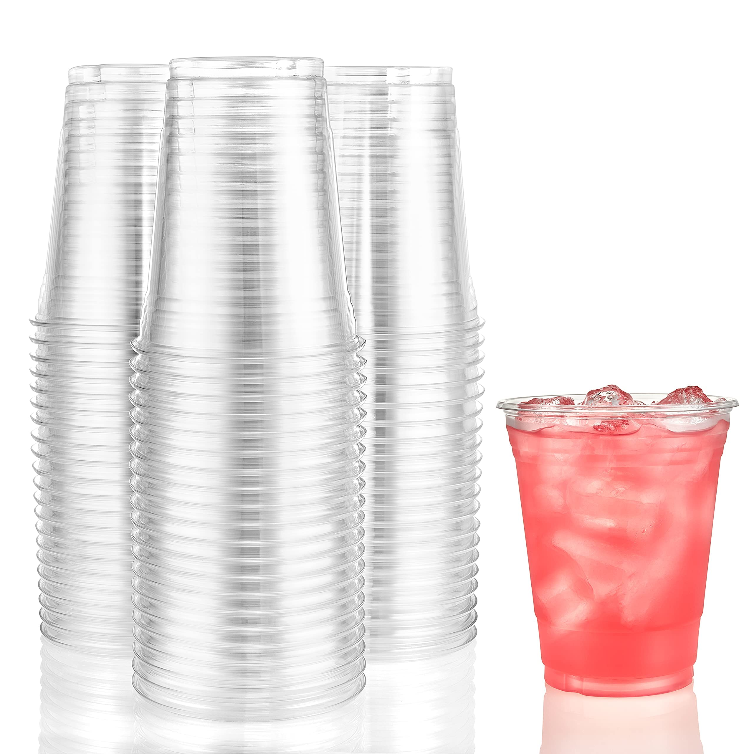 Nicole Home Collection 600 Count 18 oz Clear Disposable Plastic Cups - BPA Free, Durable PET Material for Parties, Picnics, BBQs & Events