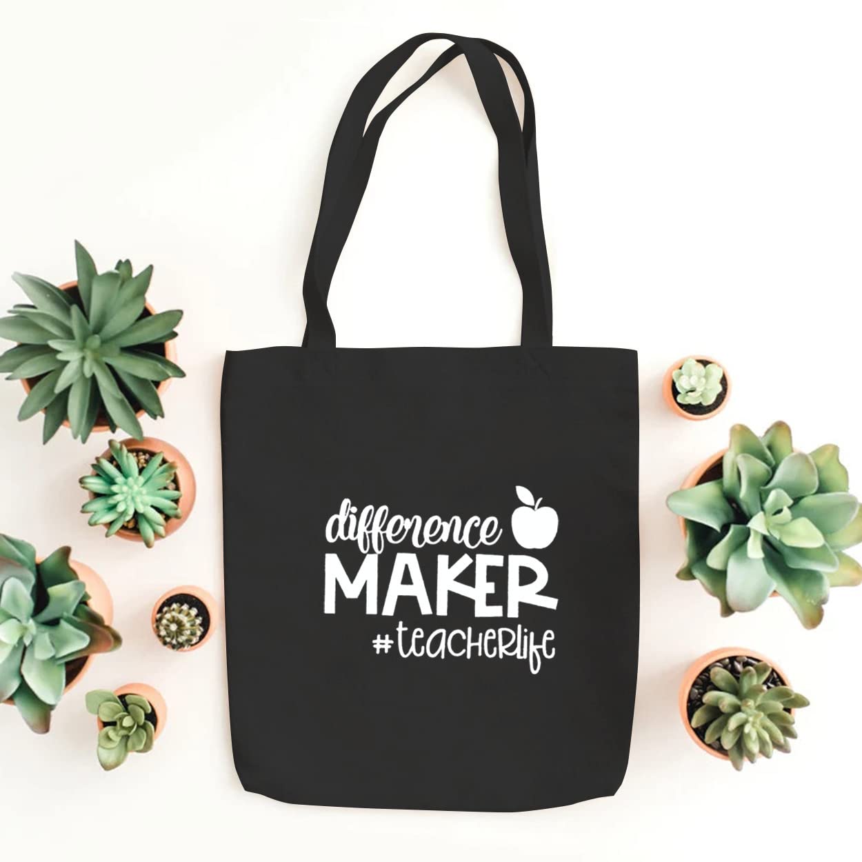 Difference Maker Teaching Tote Bags for Women - Washable Reusable Shoulder Bags for Work, Grocery Shopping & Everyday Use - Perfect Teacher Gift, Office Commute & Errand Essentials