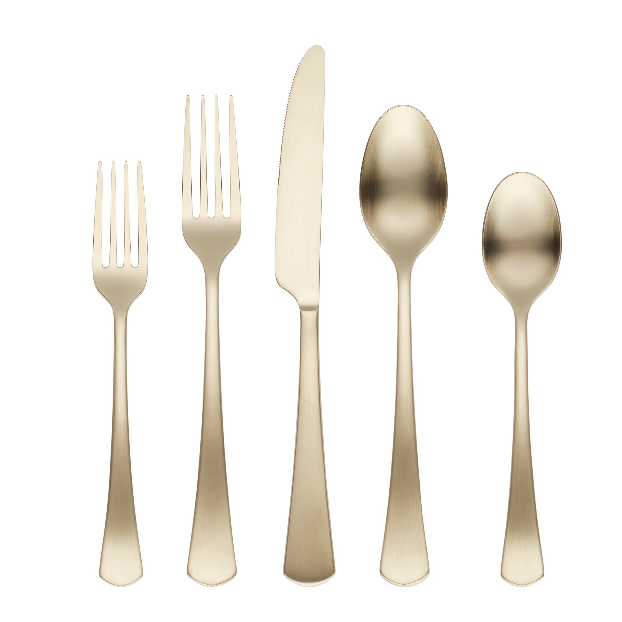 Morgan Champagne Satin 20-Piece Flatware Set - Elegant Stainless Steel Cutlery for Dinner Parties, Weddings & Formal Dining - Complete Silverware Set with Knives, Forks & Spoons
