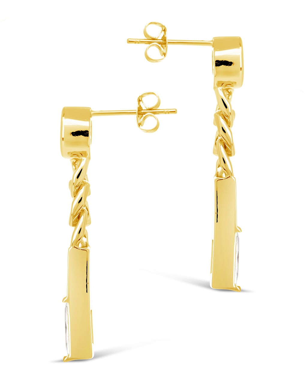 Merri CZ & Chain Drop Stud Earrings for Women - Elegant Cubic Zirconia Dangle Earrings for Party, Wedding & Everyday Wear