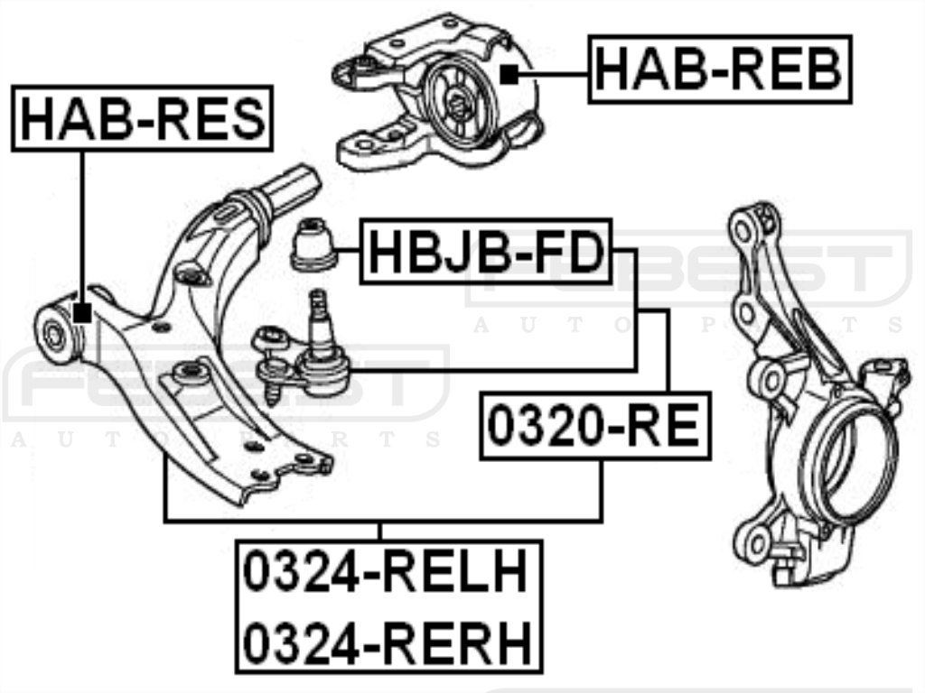 Febest 51360Swae80 Front Arm Bushing Replacement for Honda Civic Accord CR-V - Durable Suspension Part for Smooth Ride & Handling - Perfect for City Driving & Off-Road Adventures