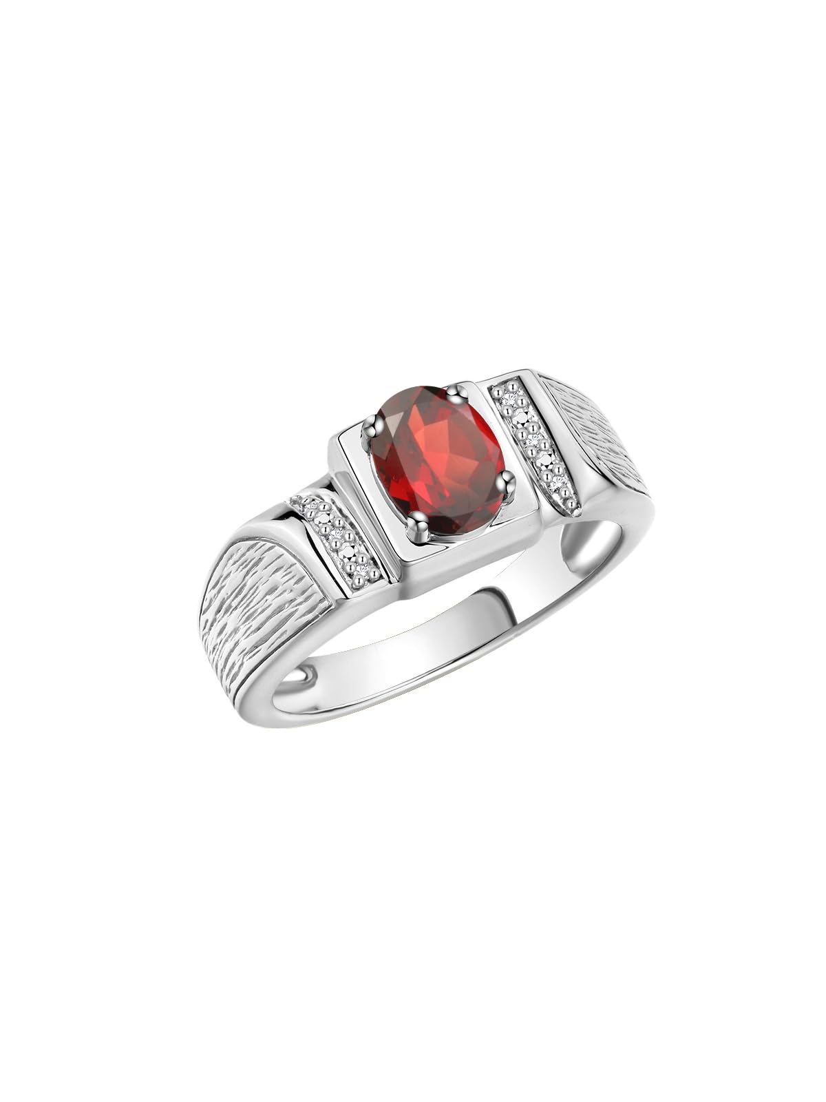 Rylos Sterling Silver Men's Rings with 8X6MM Oval Diamond & Gemstone - Classic Designer Birthstone Rings for Men (Sizes 8-13) - Perfect for Weddings, Anniversaries, and Gifts