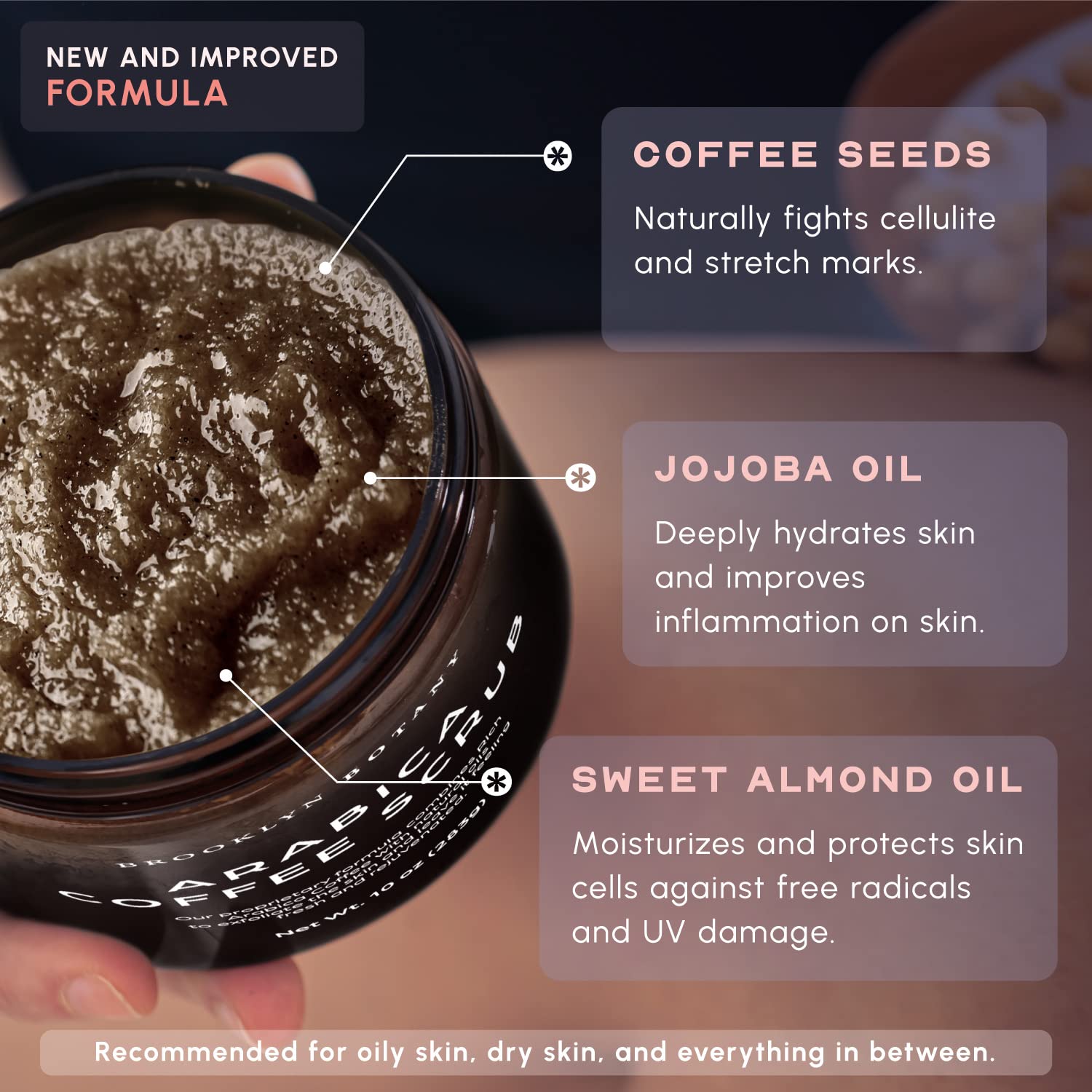 Brooklyn Botany Brown Sugar & Arabica Coffee Body Scrub - Exfoliating & Moisturizing for Smooth Skin - Fights Cellulite, Stretch Marks & Eczema - 10 oz - Perfect for Spa Day, Self-Care & Gifts for Women
