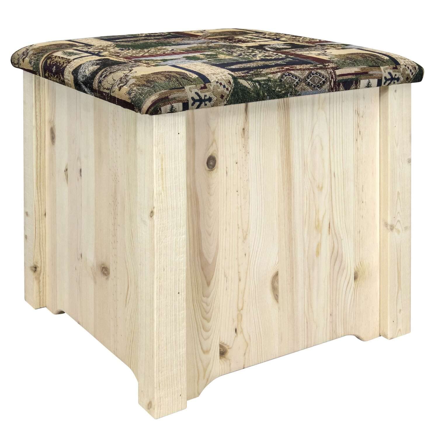Montana Woodworks Homestead Collection Upholstered Storage Ottoman - Unfinished DIY Furniture for Living Room, Bedroom & Home Decor