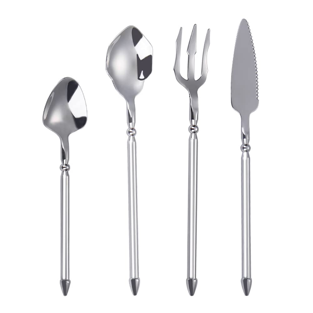 48-Piece Stainless Steel Silverware Set for 12 - Mirror Polished Modern Flatware Set - Durable Dinnerware for Family Gatherings, Restaurants & Daily Dining - TWEE
