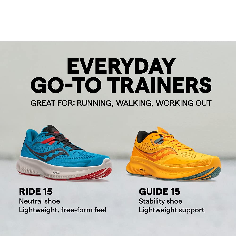 Saucony Men's Ride 15 Running Shoes - Lightweight Cushioned Sneakers for Road Running & Jogging | Perfect for Marathon Training & Daily Workouts