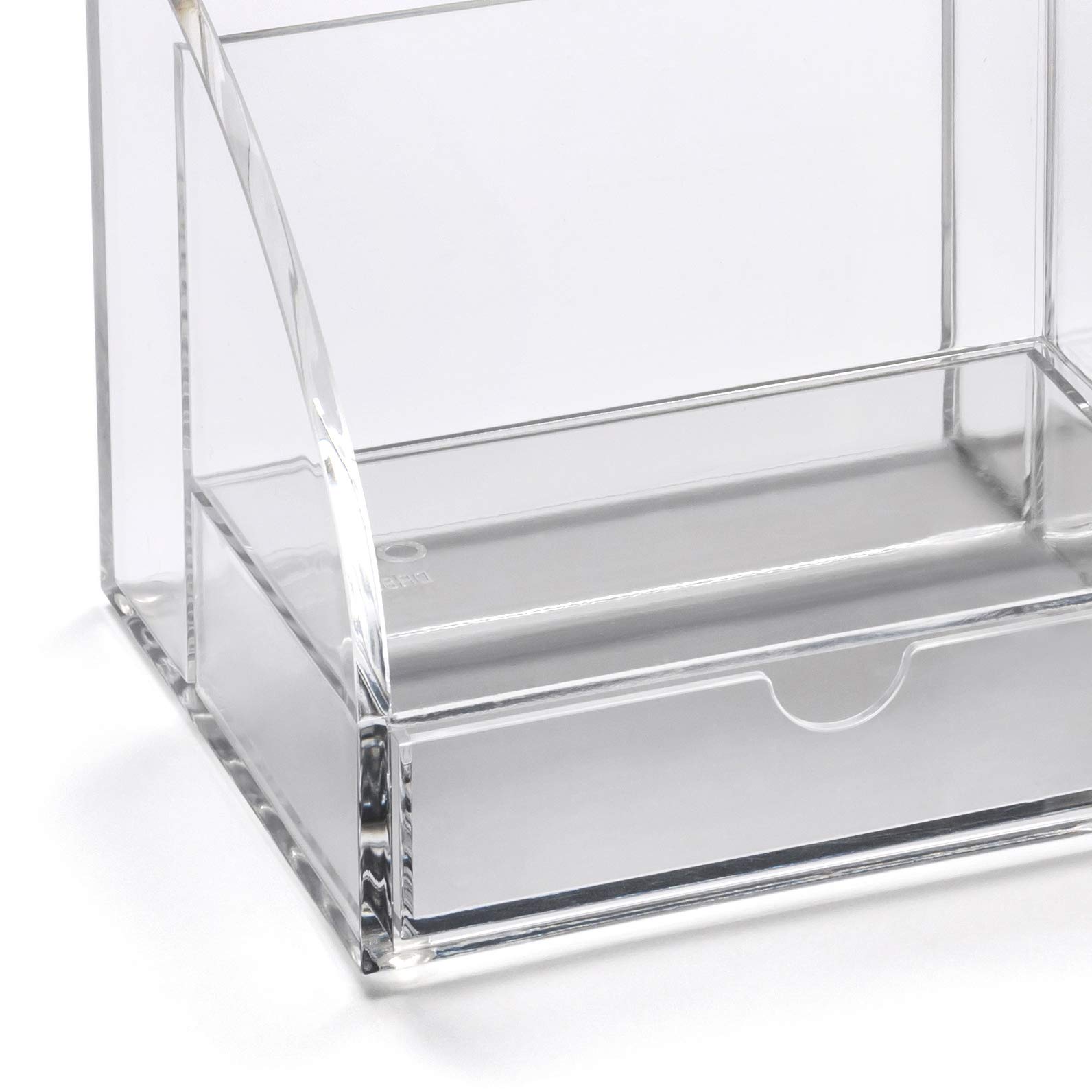 Clear Acrylic Desk Organizer with 7 Compartments & Pull-Out Drawer - Perfect for Office Supplies, Makeup & Cosmetics Storage (12