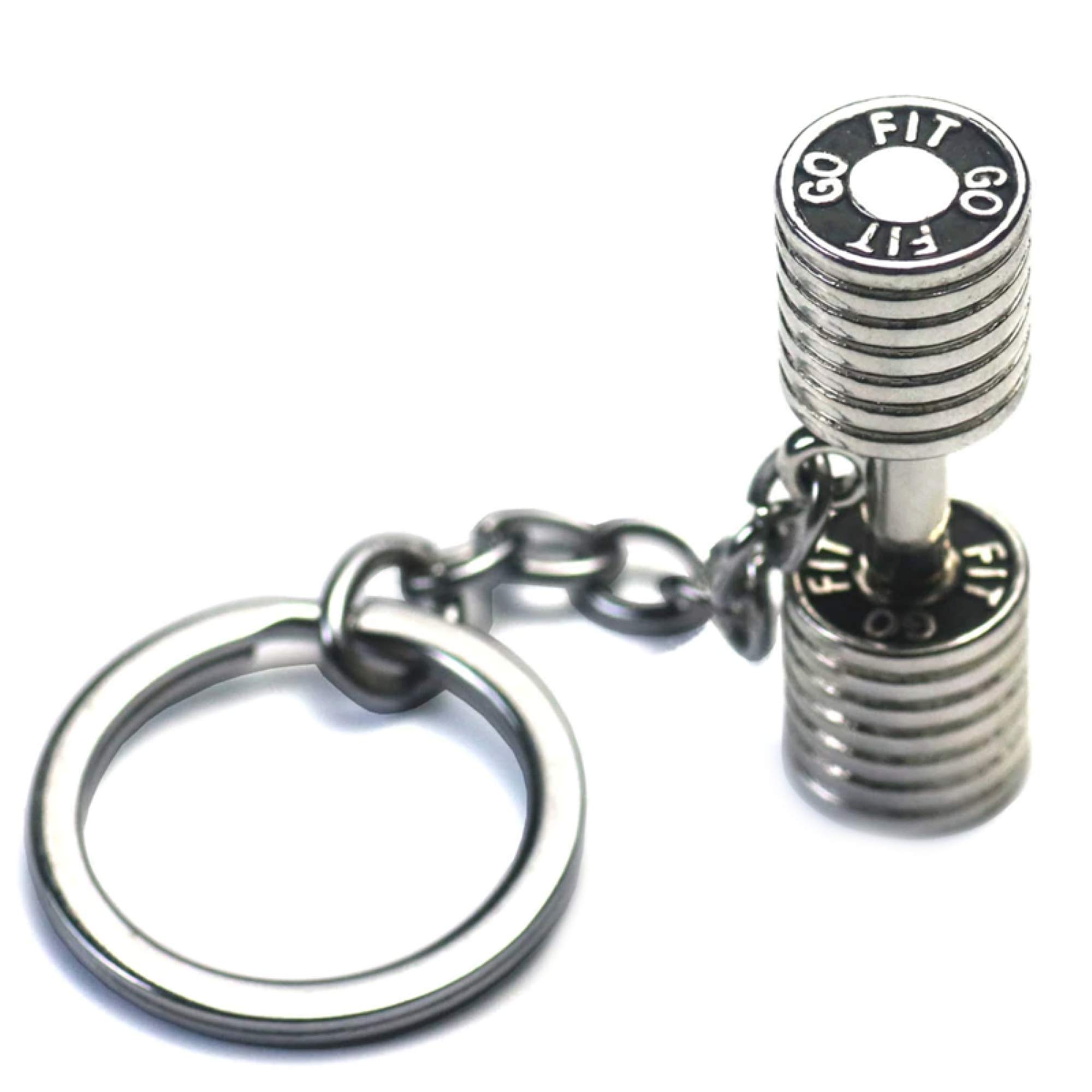 Strong Man Dumbbell Keychain - Heavy Duty Fitness Keychain for Car, Wallet & Gym - Perfect Gift for Sports Enthusiasts & Weightlifters
