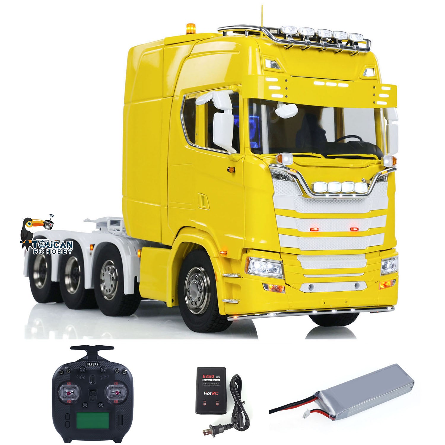 1/14 Scale 770S 8x8 RC Tractor Truck - Ready-to-Run Electric Remote Control Car with Metal Chassis, 3-Speed Gearbox, LED Spotlights & Sound System - Perfect for Off-Road Adventure & Heavy Duty Simulation Play
