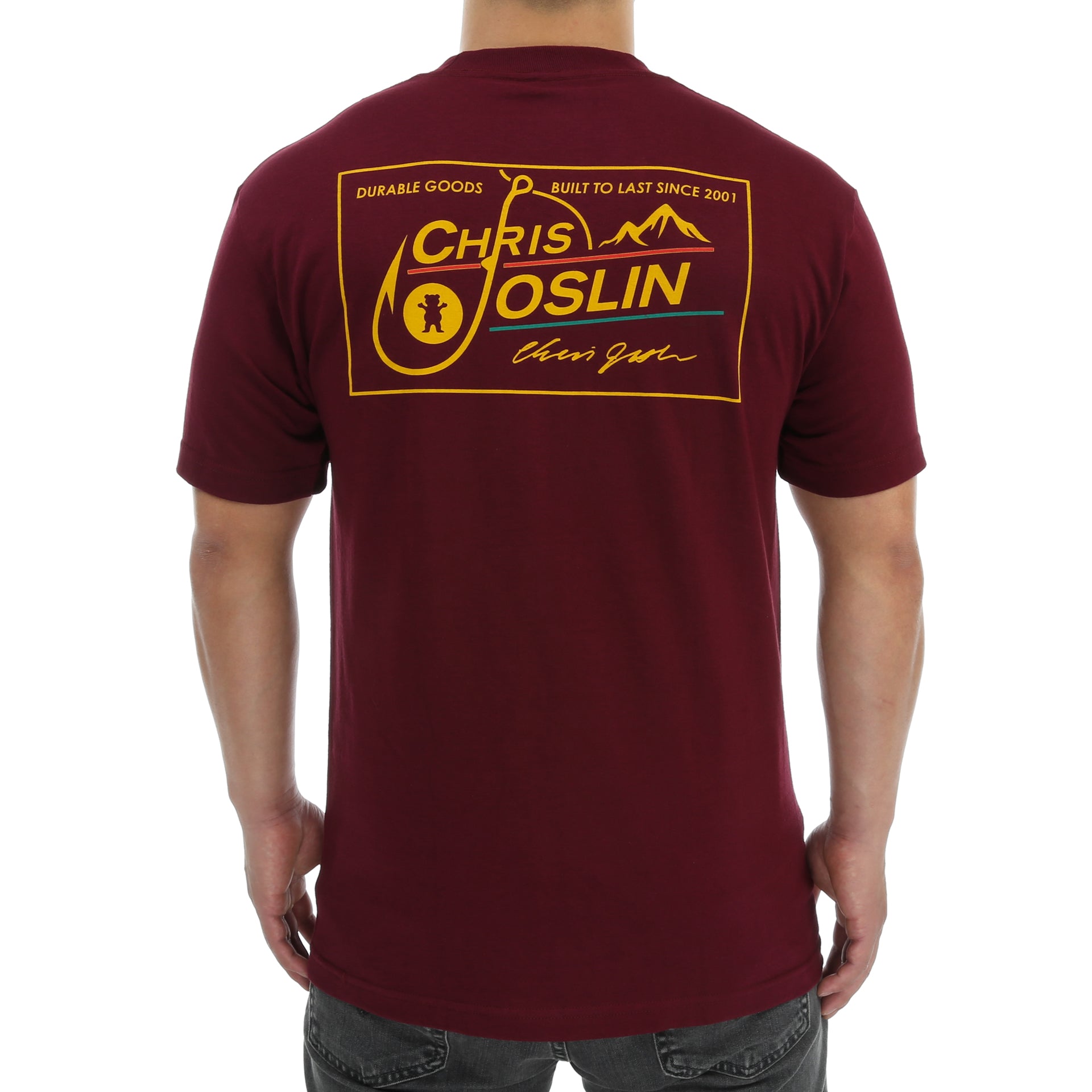Grizzly Mount Joslin Tee - Burgundy Red Cotton T-Shirt for Men | Casual & Outdoor Wear | Hiking, Camping & Travel Essentials