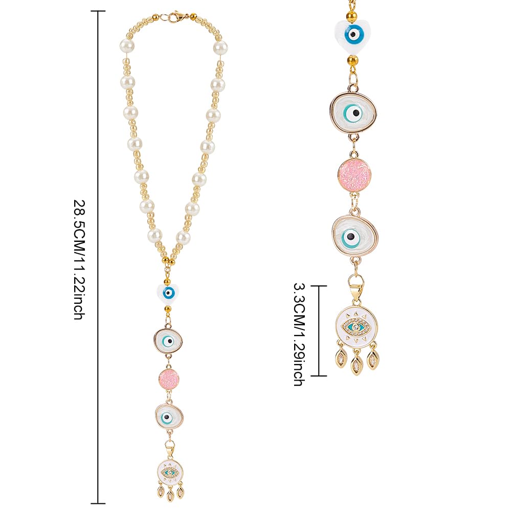 Evil Eye Car Charm - Beaded Hanging Ornament for Rearview Mirror & Home Decor