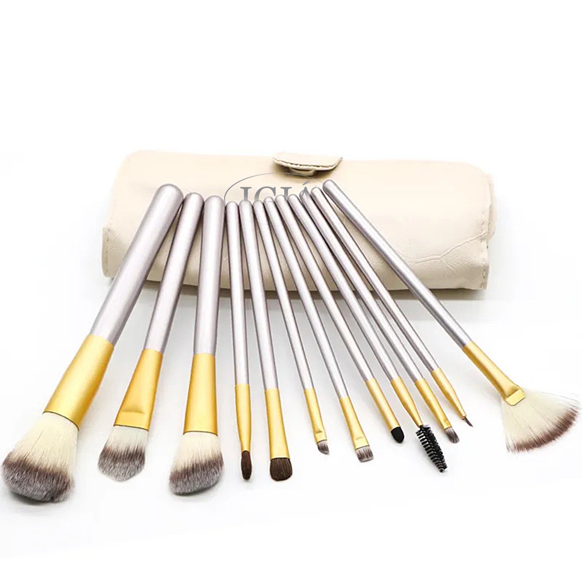 IGIA 12-Piece Professional Makeup Brush Set - Multi-Function Cosmetic Brushes with Travel Pouch | Perfect for Foundation, Blending, Contouring & Eye Makeup | Ideal for Home Use & Professional Makeup Artists