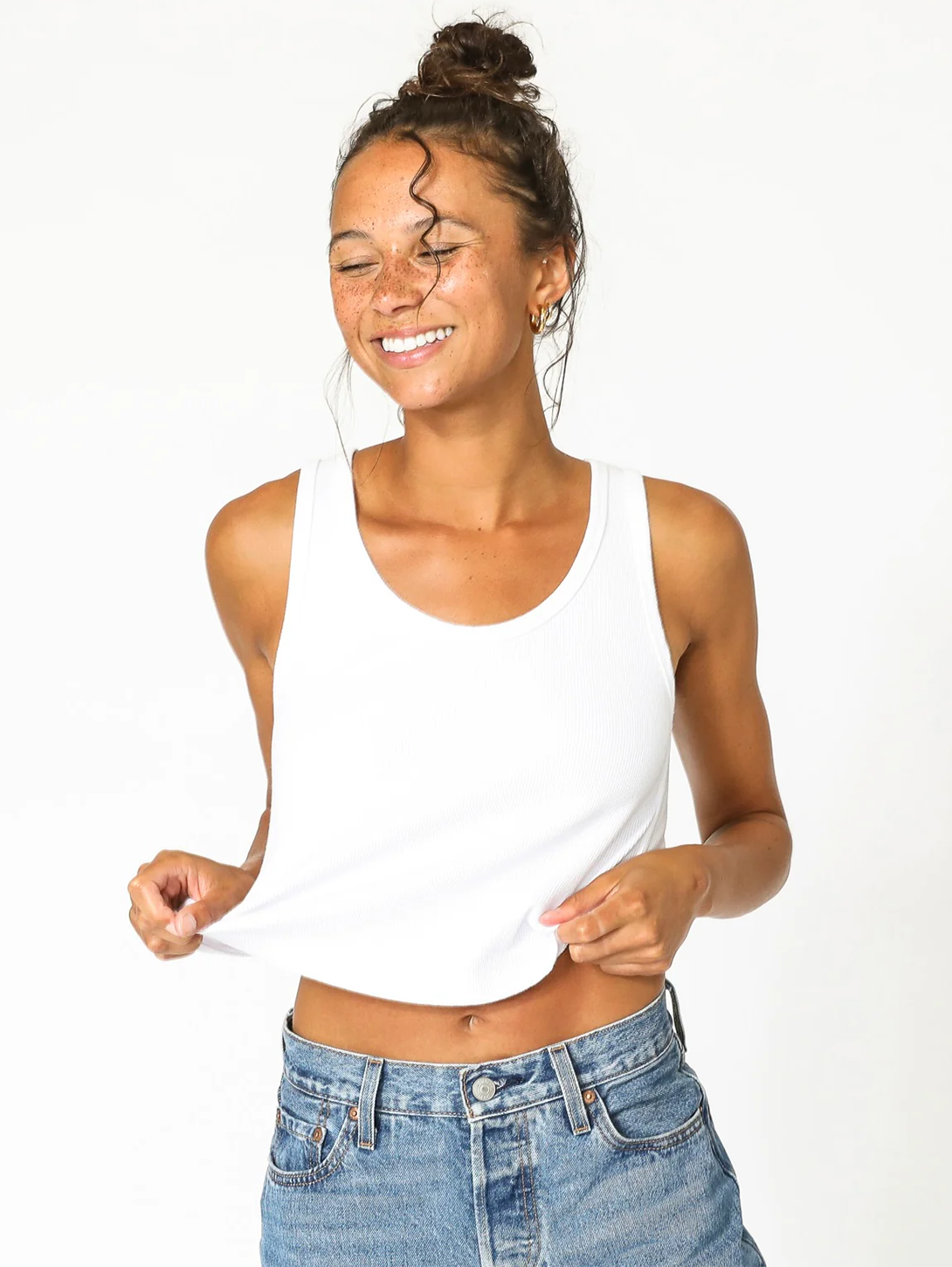 Blondie Women's White Tank Top - Soft & Breathable Summer Casual Shirt for Gym, Beach, and Everyday Wear