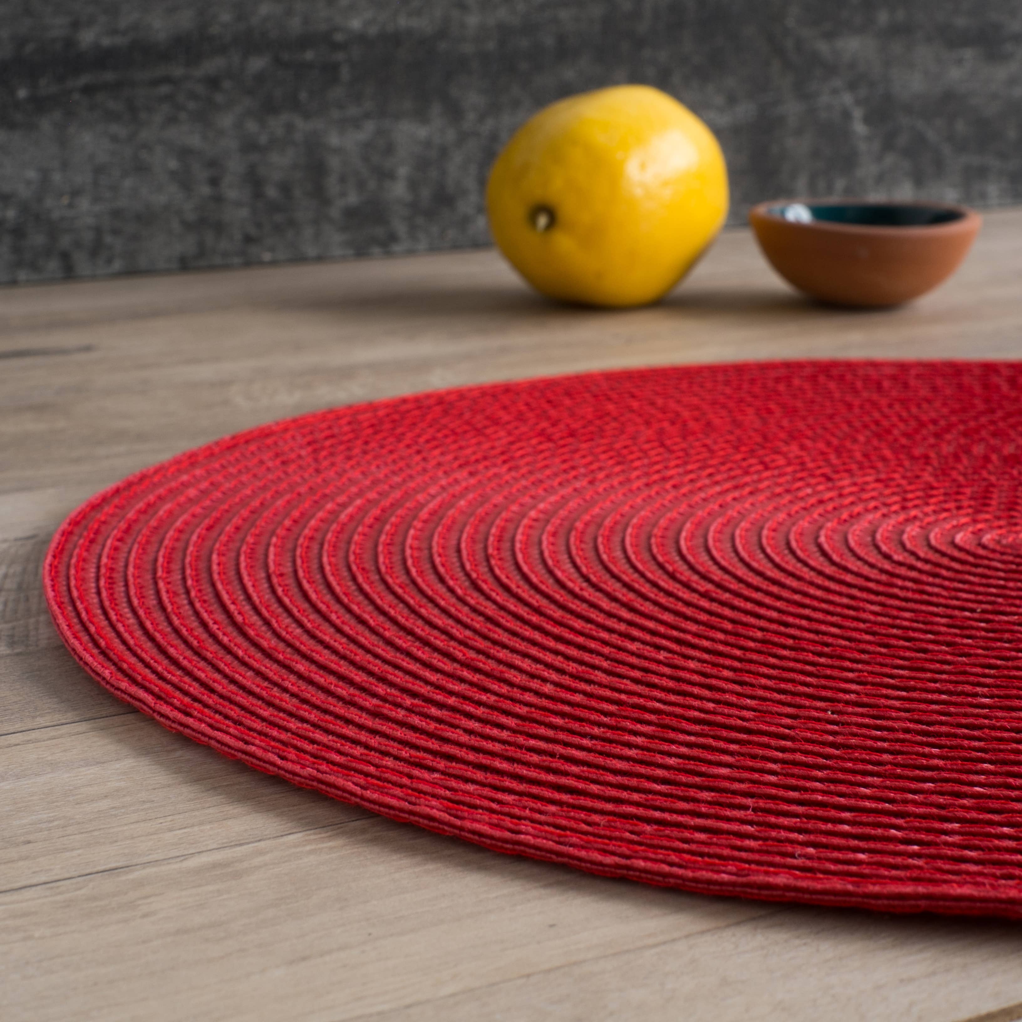 Disko Chili Red Round Placemat Set of 4 - Stylish Non-Slip Table Mats for Dining, Kitchen, and Party Decor - Waterproof & Heat Resistant Placemats for Home and Restaurant Use