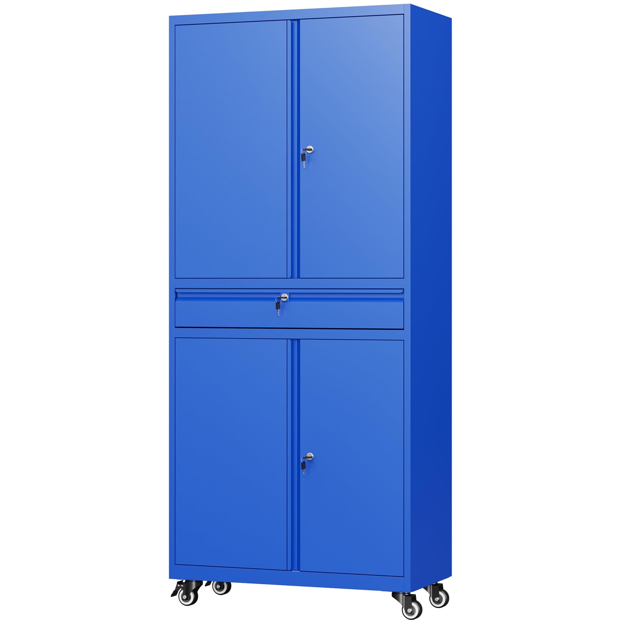 Heavy-Duty Metal Storage Cabinet with Wheels & Lock - 73