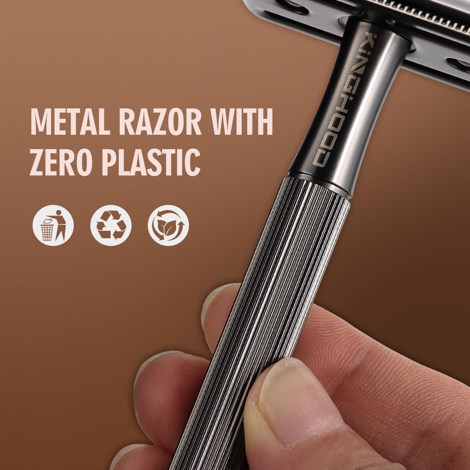Premium Brass Safety Razor with 10 Double Edge Blades - Eco-Friendly Reusable Razor for Men with Weighted Long Handle - Perfect for Sensitive Skin & Close Shaving - Ideal for Travel, Daily Grooming & Wet Shaving Routine