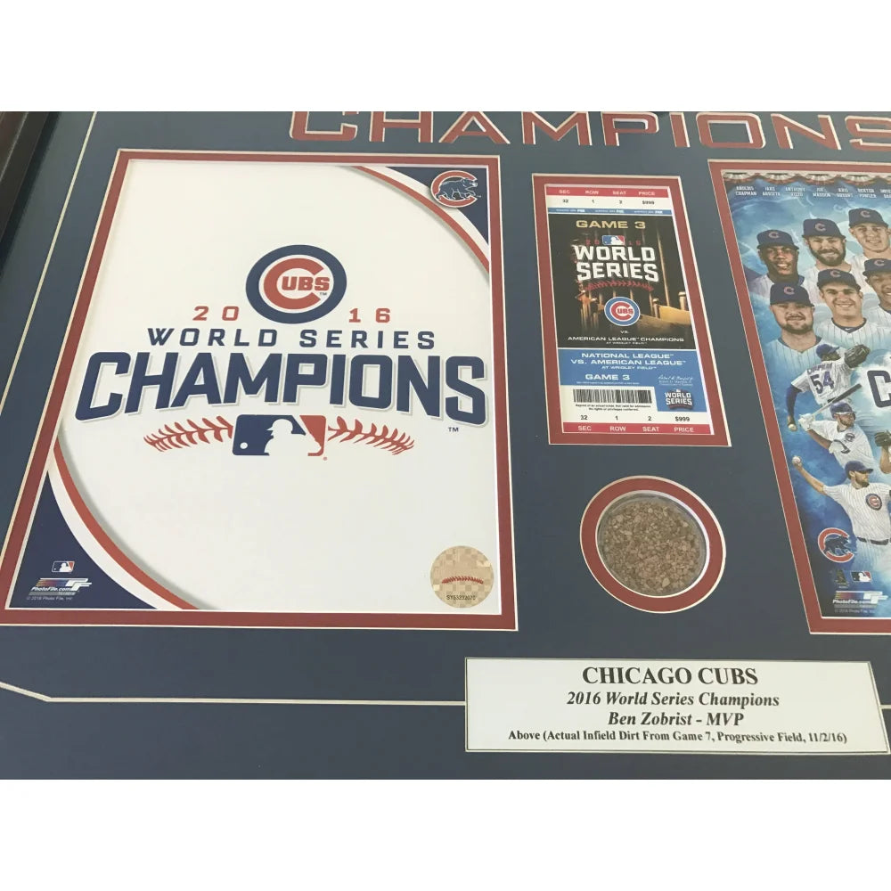 Authentic Chicago Cubs 2016 World Series Game 7 Used Dirt & Ticket Framed Memorabilia - Championship Collectible for Baseball Fans, Sports Decor, Man Cave Display