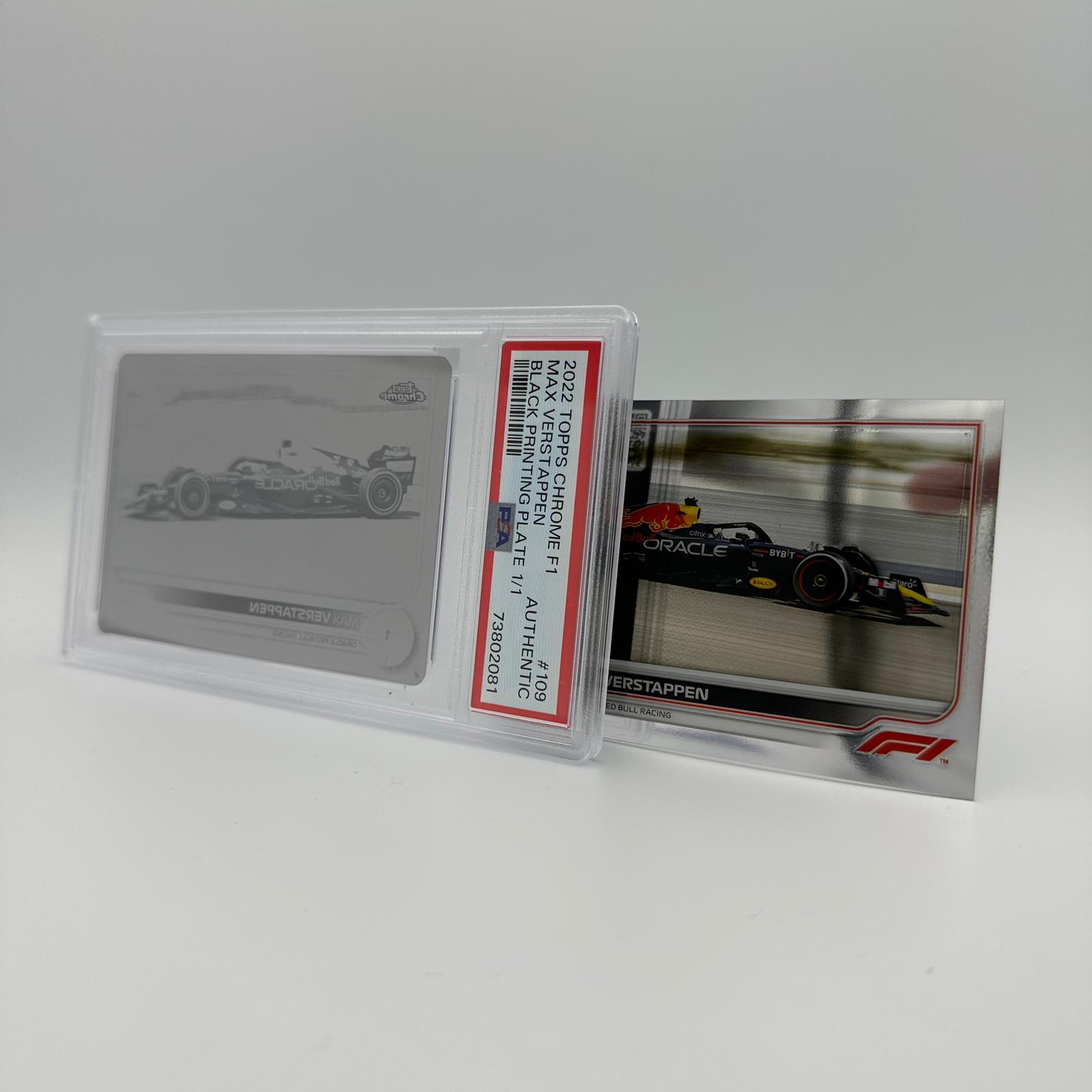 PSA Authentic 1/1 Max Verstappen #109 Black Printing Plate - Rare Collectible for F1 Fans & Sports Memorabilia Enthusiasts - Perfect for Display, Investment & Racing Decor
