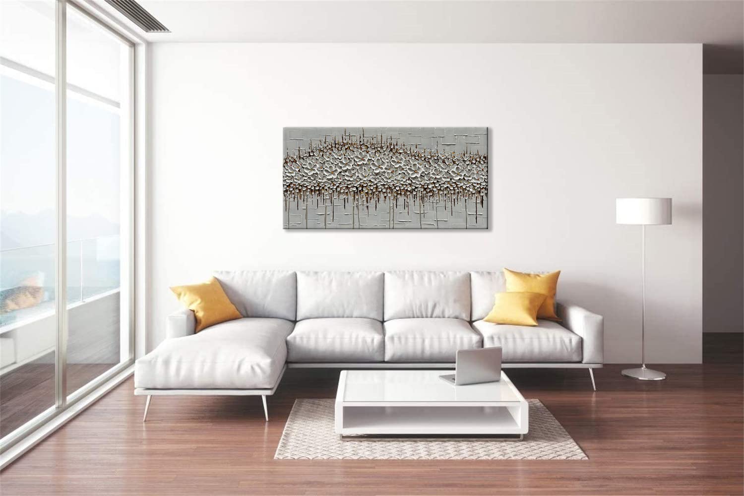 Zoinart 3D Modern Oil Painting on Canvas - Hand Painted Abstract Textured Floral Artwork - Large Framed Wall Art for Living Room, Bedroom & Office Decor - Ready to Hang Home Decoration