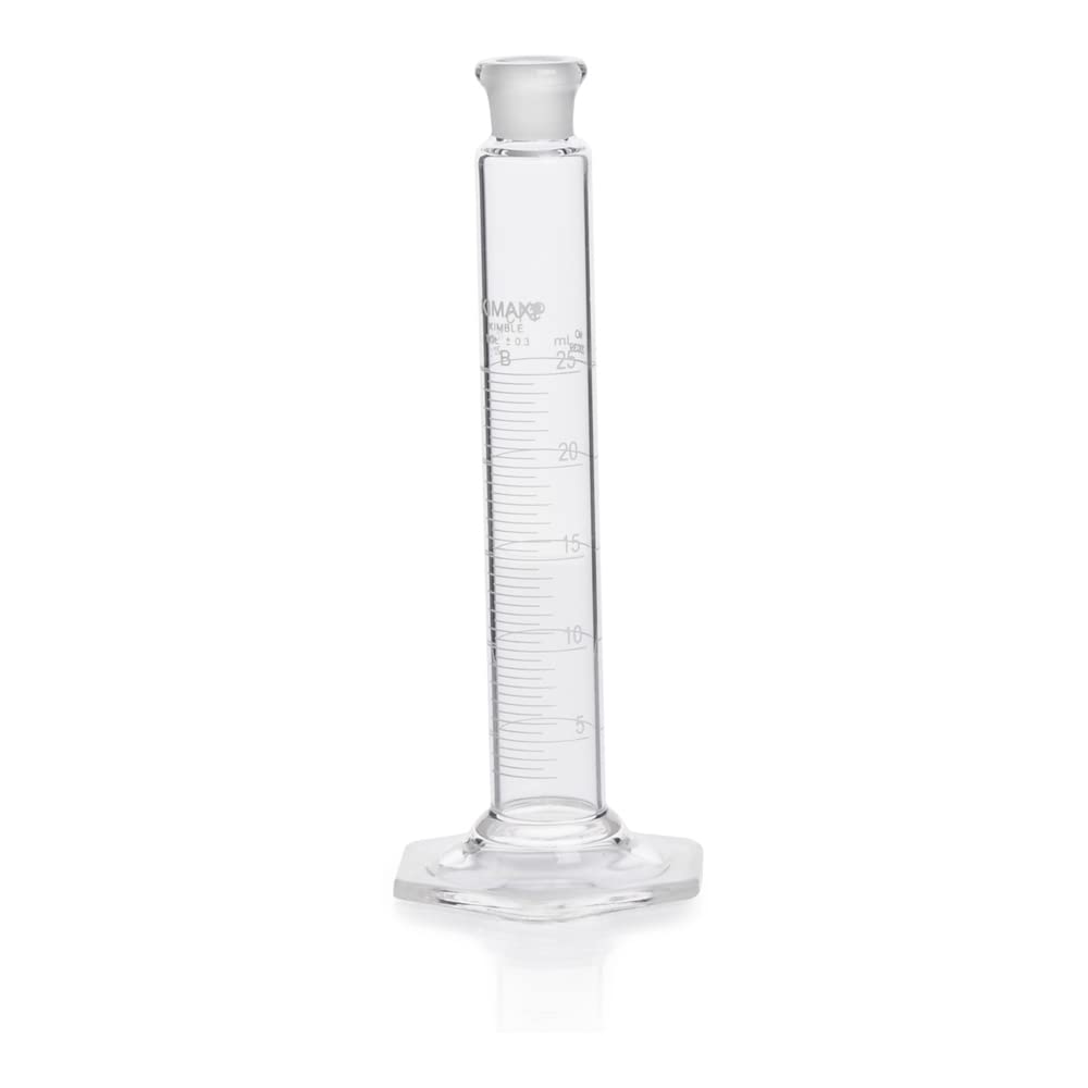 Kimble 20039-10 Class B Glass Graduated Mixing Cylinder, 10mL Capacity with 1-10mL Metric Scale - Pack of 4 - Ideal for Laboratory Experiments, Chemistry Class & Precise Liquid Measurements